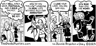 I need to start wearing my greying hair in pig tails. It is the bad ass. 