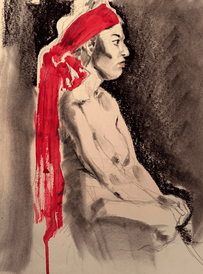 I'm doing some life drawing sessions and experimenting with watercolor.