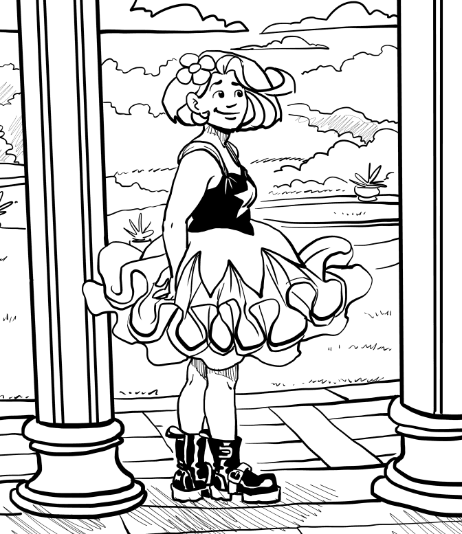 She's trying to figure out how to climb the columns. 