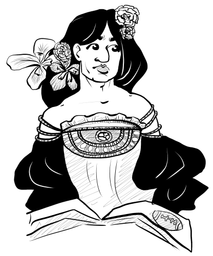 I was listening to Rainbow Rowell's 'Fangirl' book, so the Mucha sketch turned into a football fanboy pretty lady.