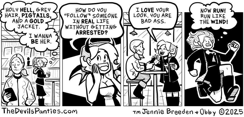 I need to start wearing my greying hair in pig tails. It is the bad ass. 